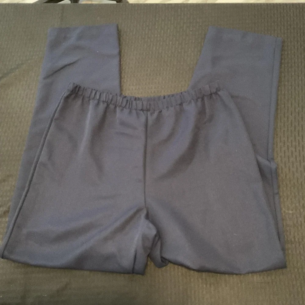 Alfred Dunner Pants Womens Size 8 Blue Pull On Knit Elastic Waist Pockets